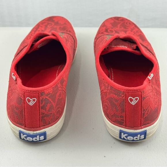 Keds x Taylor Swift 032 Red Lace Slip-On Sneaker Shoes Women's Size 9.5 EUR 40.5 - Picture 5 of 11